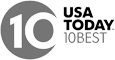 The image shows the "USA Today 10Best" logo featuring the number 10 in a circular design.